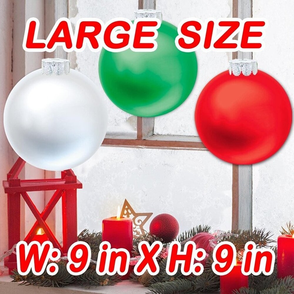 NEW   9 PCS Outdoor Christmas Decorations,Large Inflatable Christmas Balls (9") - Picture 5 of 9